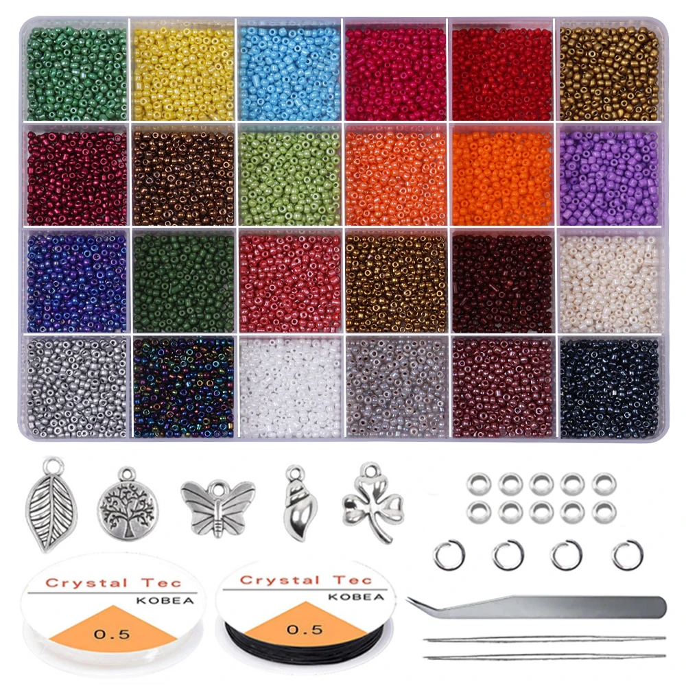 

Small Charm Czech Glass Seed Beads Kit DIY Bracelet Necklace Beads Round Spacer Garments For Jewelry Making DIY Earring Necklace