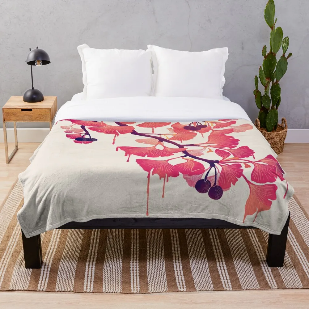 

O Ginkgo Throw Blanket Soft Cozy Throw Lightweight MicroFleece Sofa All Season Living Room/Bedroom Warm Blanket