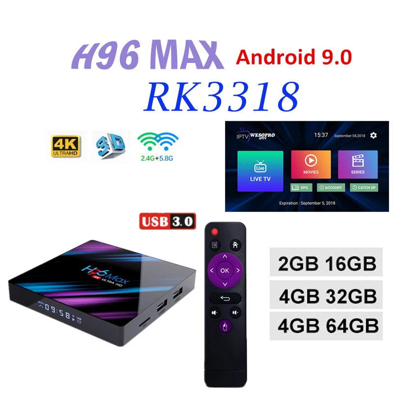 ТВ бокс netherland H96 MAX Rockchip RK3318 смарт-ТВ на андроид 9 0 телеприставка Bluetooth 4 USB 3 max