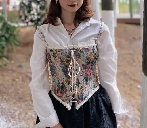 

Vintage espartilho colheita topo mulher bustier topo sexy floral tanque de topo feminino flor tanques de camisola