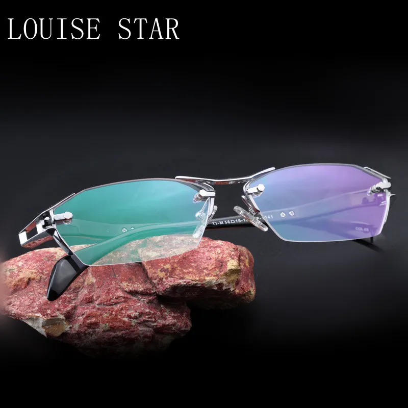 

2021 100% Pure Titanium Fashion Business RimlessGlasses Frame Men's Half-Frame Myopia Optical GlassesFrame Prescription Glasses
