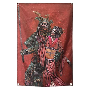 Vintage Ukiyo-e Tattoo Poster Skull Banner Flag Tapestry Wall Hanging Canvas Painting Wall Stickers Bar Cafe Bedroom Decor
