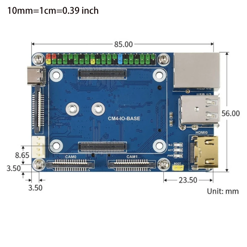 

Mini Base Board Designed for Raspberry Pi Compute Module 4 CM4 Powerful Functions in Small Sized Body for Evaluating