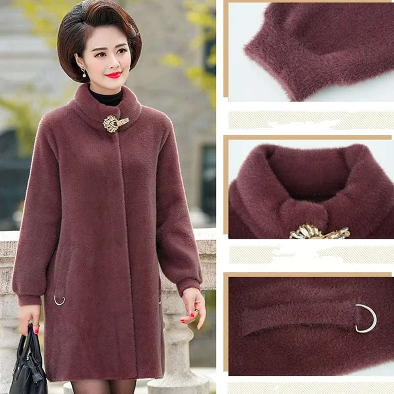 Женская длинная куртка UHYTGF Повседневная теплая из искусственной норки и бархата