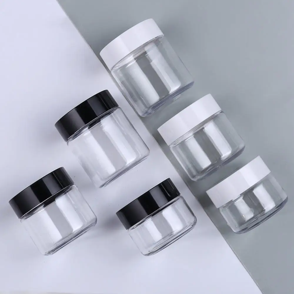 

Portable Plastic Cosmetic Empty Jars With black/white Lids Clear Bottles Eyeshadow Makeup Cream Lip Balm Container Pots