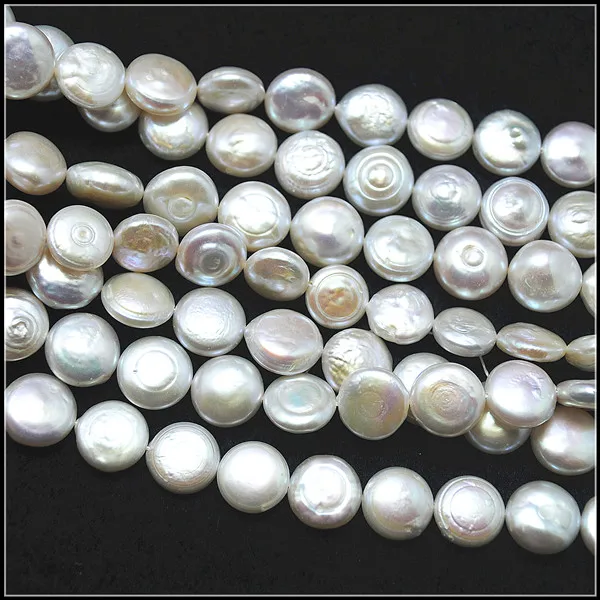 

16PCS Nature White Cultured Freshwater Pearl Coin Shape Size 12MM Natural Pearl Round Shape top fashion for woman bracelets maki