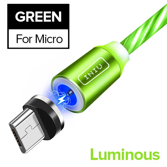 For Micro Green INIU световой поток магнитного освещения USB кабель для iPhone XR X 7 8 микро Тип C зарядное устройство Быстрая зарядка магнит зарядка USB-C тип-c - Цвет: For Micro Green