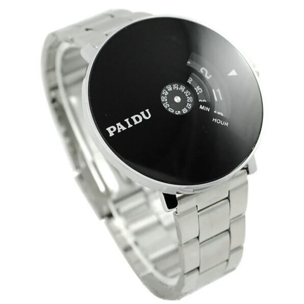 

Sport Watches Mens Nice Stainless Silver Band Quartz Wrist Watch Black Turntable Dial MenS Gift Luxury High-End Reloj Hombre