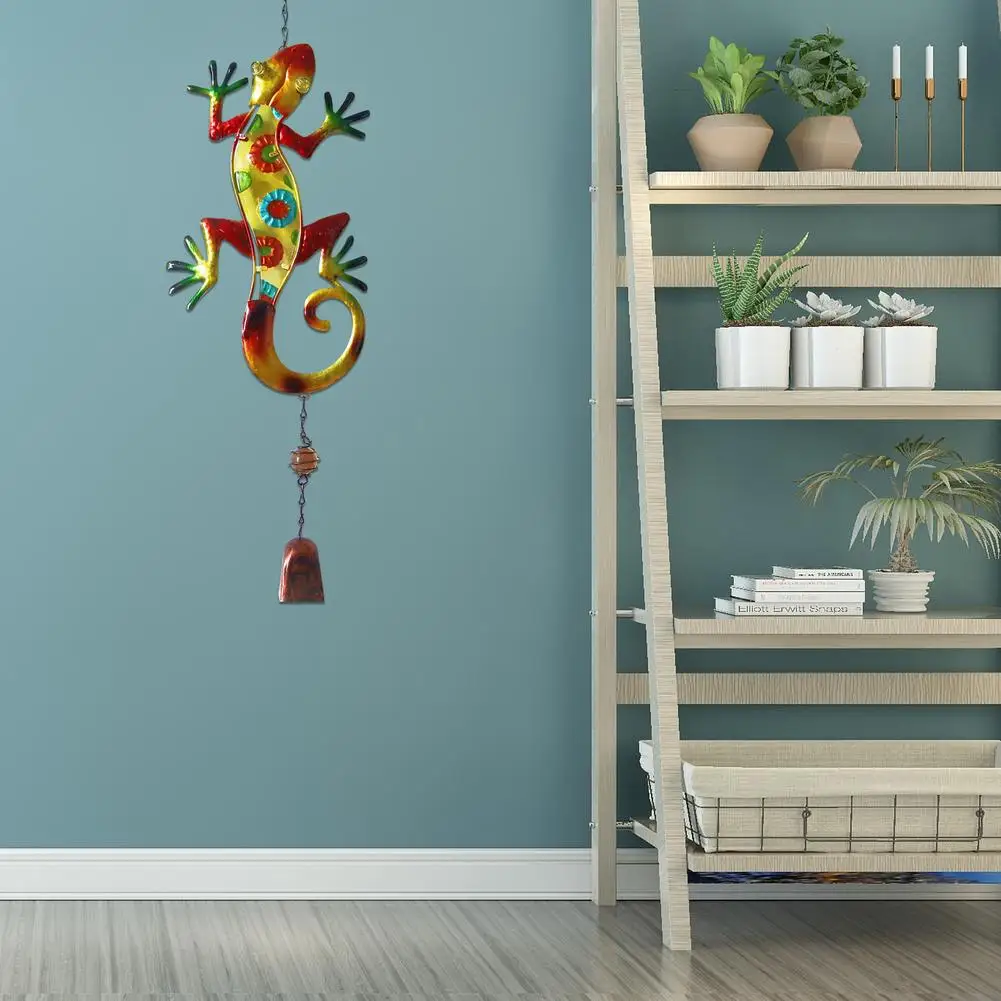 

Garden Metal Wind Chimes Gecko Animal Bells Pendant Wall Hanging Ornament For Outdoor Yard Balcony Decorations Gifts 2021 New