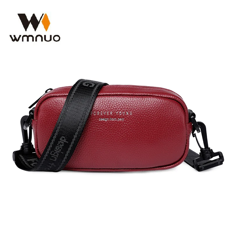Сумка Wmnuo женская из натуральной кожи мессенджер с широким ремнем через плечо