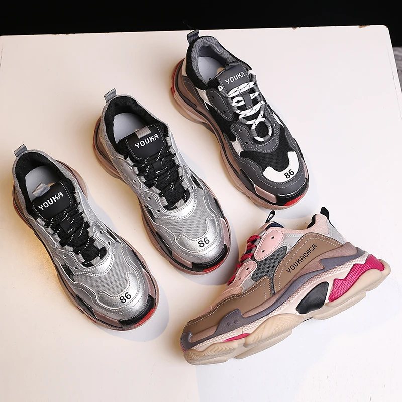 

2020 new sneakers Women Spring Fashion Breathable Casual Cozy Flat Shoes platform soft bottom Shoes Outdoor Ladies Dad Sneakers