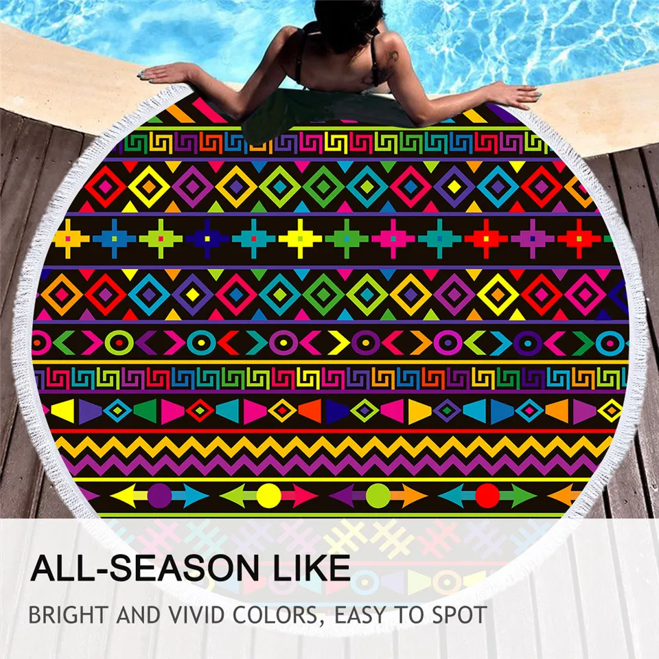 BeddingOutlet Aztec Large Round Beach Towel Southwestern Bath Geometric Ethnic Tapestry Bohemian Colorful Totem Serviette | Дом и сад