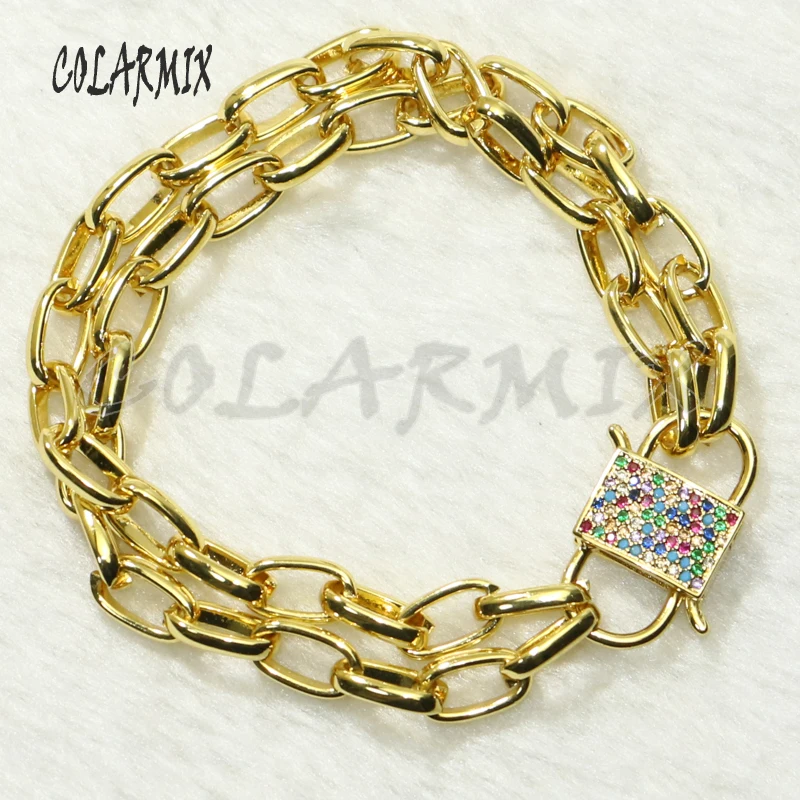 5 pcs Rainbow hook charm bracelet Lock charm bracelets Rainbow crystal fashion jewelry accessories gift for women 50678