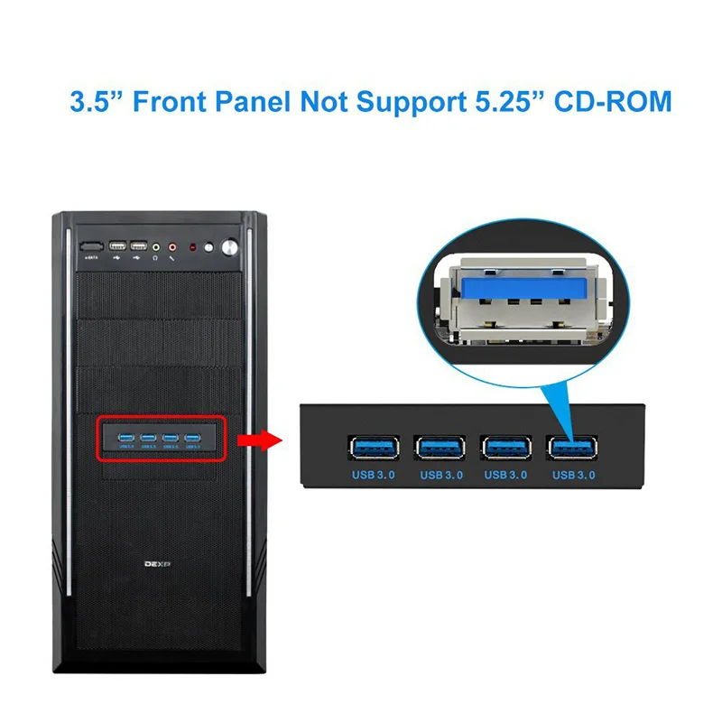 En-Labs 4 порта мульти USB-C USB 2,0 USB 3,0 концентратор разветвитель Передняя панель комбинированный кронштейн адаптер для рабочего стола 3,5 дюймов флоппи-отсек