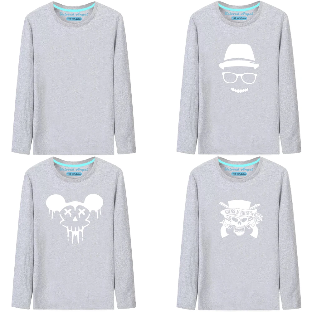 

Весенне-осенние детские повседневные светящиеся футболки с 3D принтом, милые хлопковые топы с длинными рукавами и забавным мультяшным рисунком для мальчиков и девочек