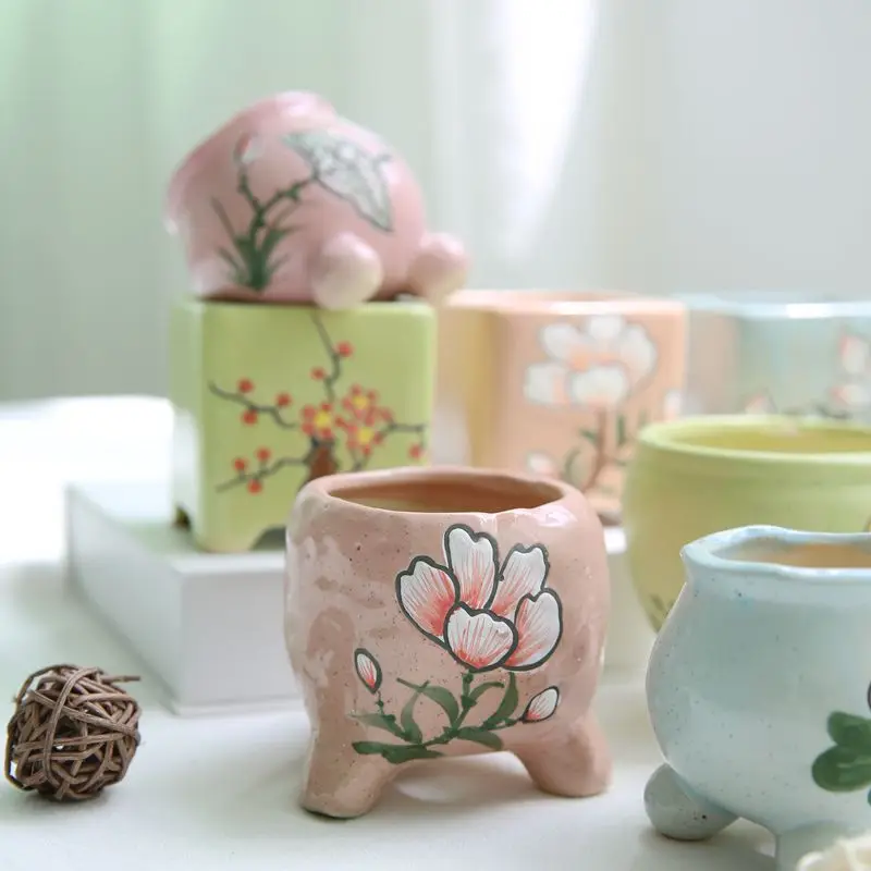 Корейский стиль ручная роспись маленький большой палец мясной горшок керамика