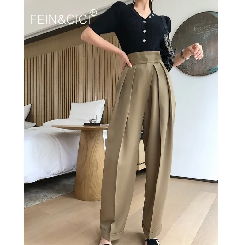 Широкие брюки-карандаш новинка 2019 ins шикарные модные женские повседневные