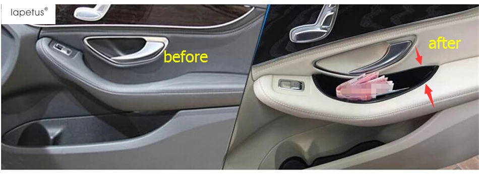 

Accessories For Mercedes Benz C CLASS W205 2014 - 2020 Front Door Storage Pallet Armrest Container Box Cover Kit Trim 2 Piece