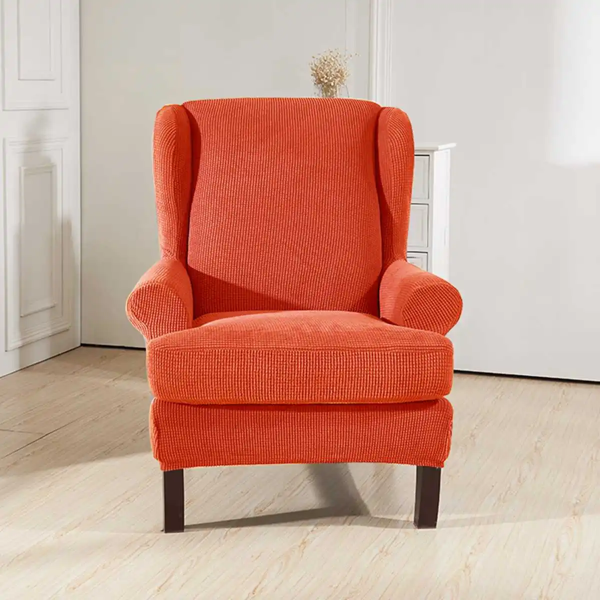 Оранжевый Наклонные ручки King Back эластичные чехлы на кресла кресло Wingback кресло крыло задняя крышка стула стрейч протектор SlipCover протектор - Цвет: Оранжевый