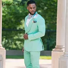 Костюмы Gwenhwyfar мятно-зеленого цвета, мужские свадебные костюмы, 2021, Классическая шаль, на заказ, костюмы с лацканами, шаферы, Женихи, мужской смокинг