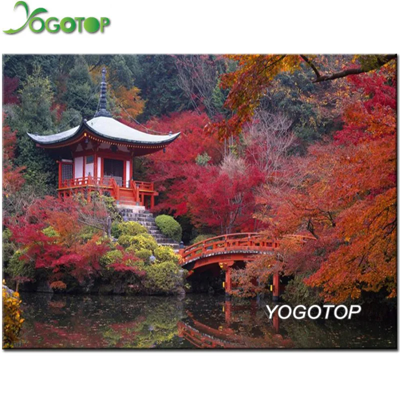 

japanese garden autumn landscape Paint With Diamonds Embroidery Kits,Full,5D Diy Diamond painting Cross Stitch decoration YY2423