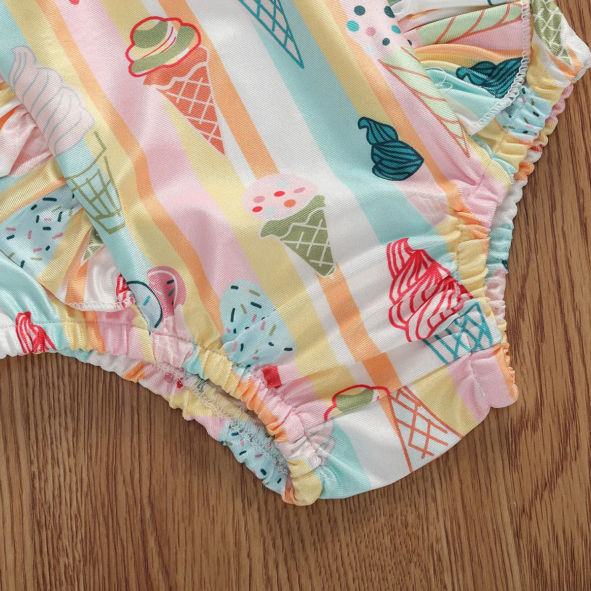 Детский слитный купальник в полоску с принтом мороженого 6 24 мес для девочек