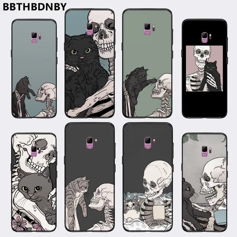 

Cute Cartoon Skull Cat Phone Case For Samsung Galaxy S5 S6 S7 S8 S9 S10 S10e S20 edge plus lite