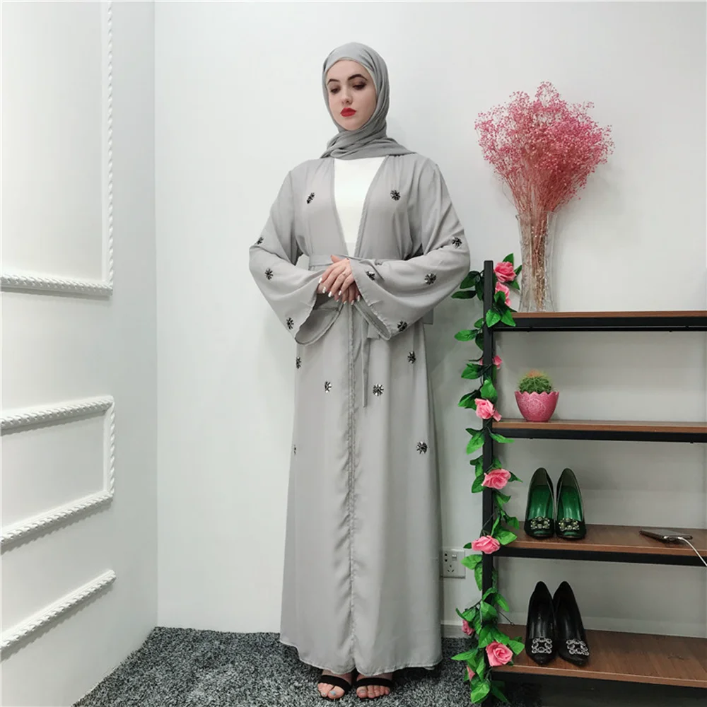 

Muslim Embroidery Cardigan Abaya Full Dress Kimono Long Robe Gowns Tunic Jubah Katfan Middle East Ramadan Arab Islamic Clothing