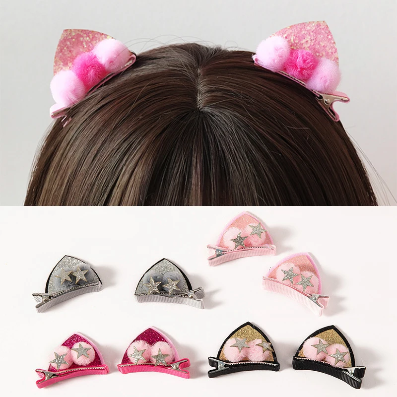 Новые милые заколки для волос с кошачьими ушками детские модные женские цветы