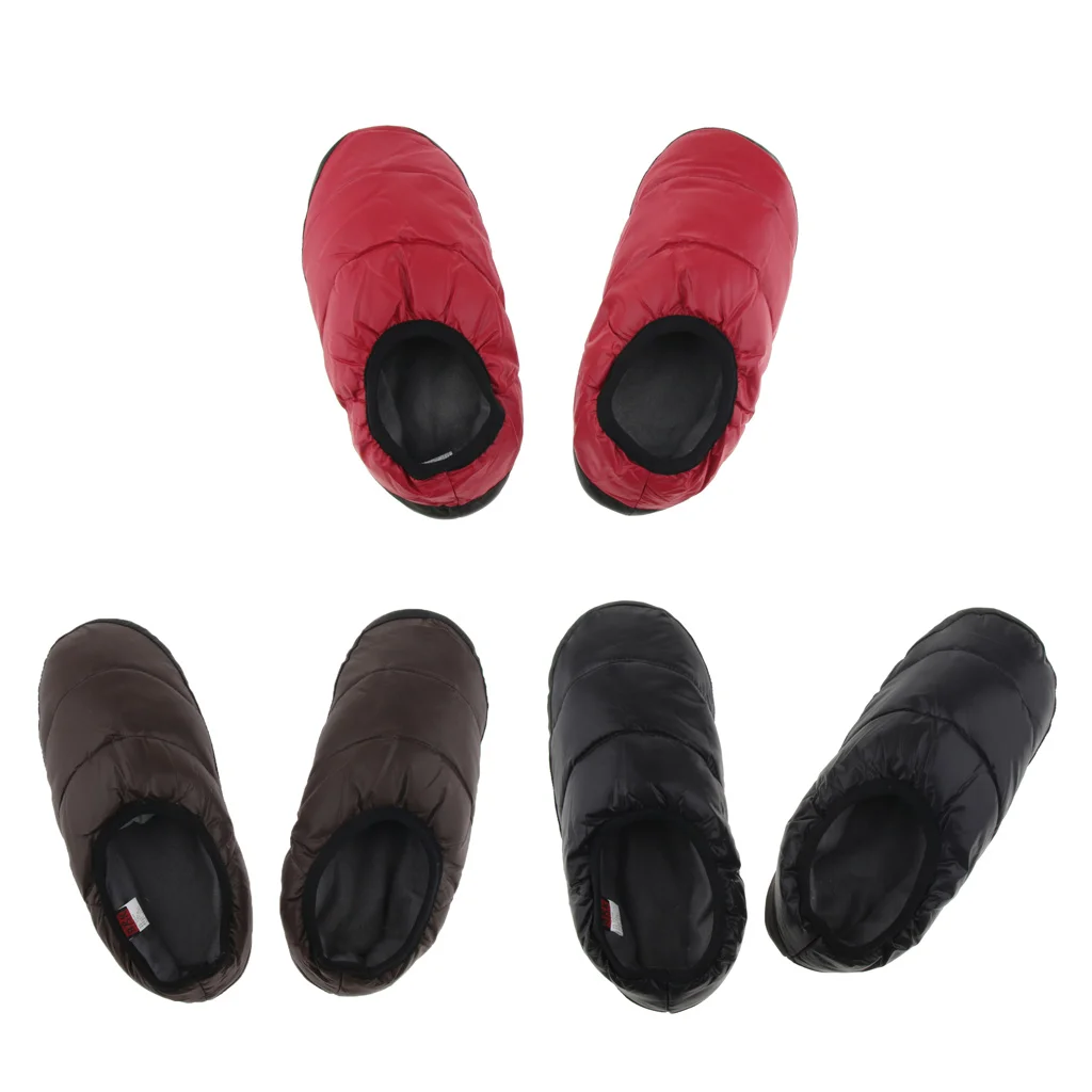 Тапочки унисекс на утином пуху зимние теплые Нескользящие домашние ботинки