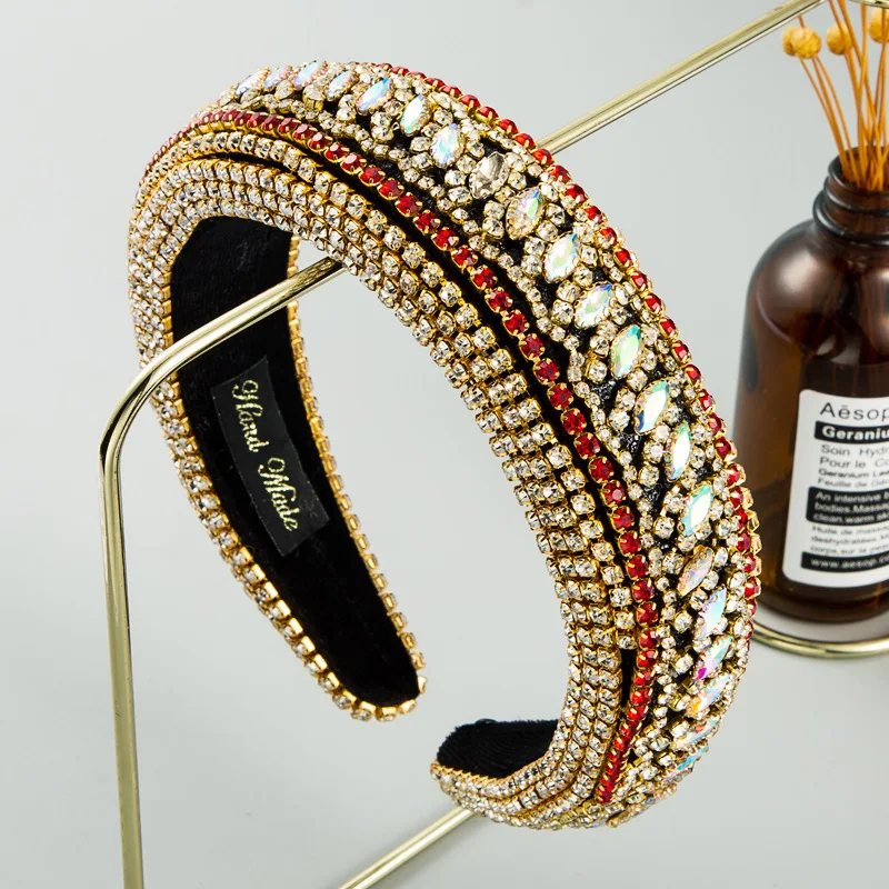 

Новые американские модные аксессуары для волос в стиле барокко для тяжелой промышленности полноцветная повязка для волос со стразами Роск...