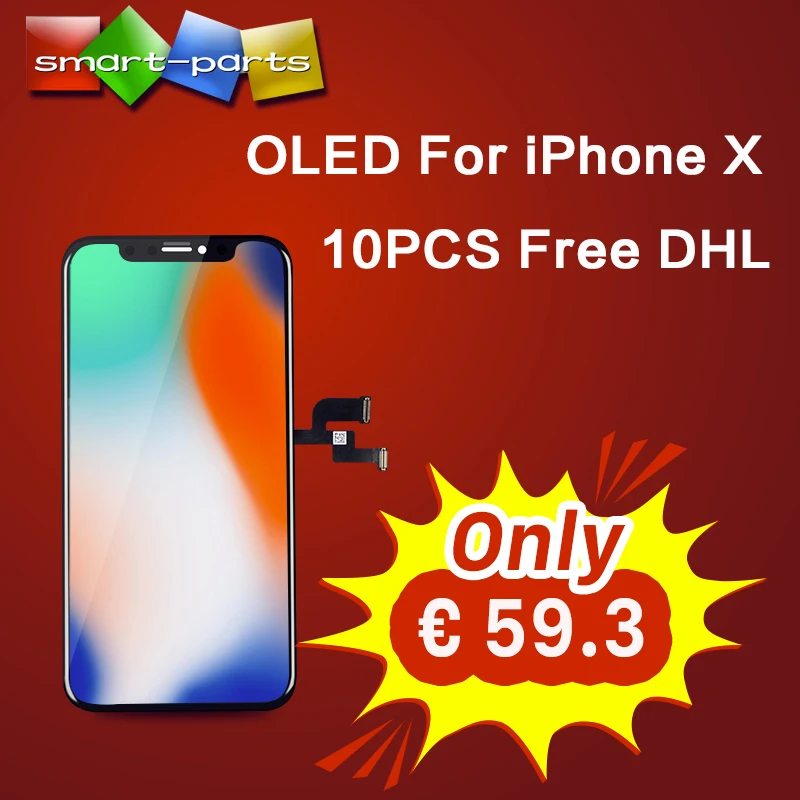 10 шт. Высокое качество ЖК-дисплей для iPhone X Жесткий OLED дисплей экран Замена с 3D сенсорный дигитайзер сборка DHL