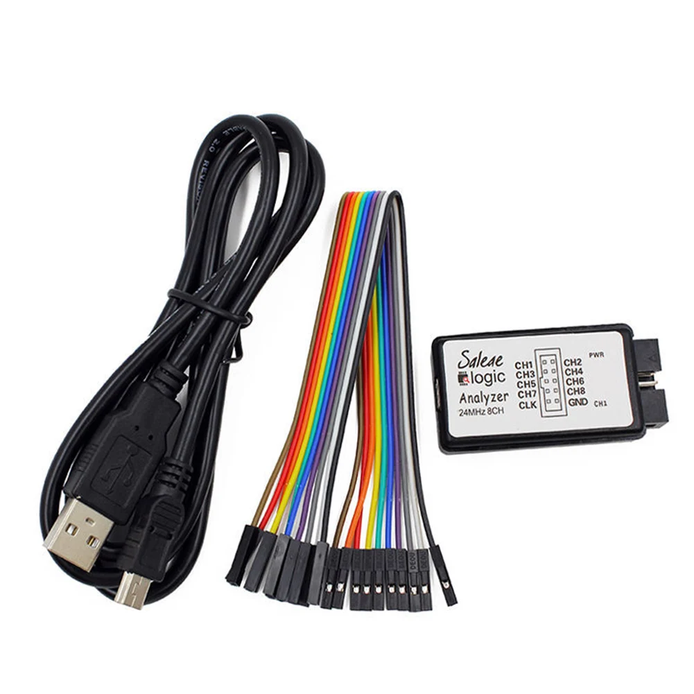 

NEW Logic Analyzer USB Logic Device Set with Cables 24M 8 Channel Microcontroller Debug Analyzing Tools Support 1.1.16 Buffer
