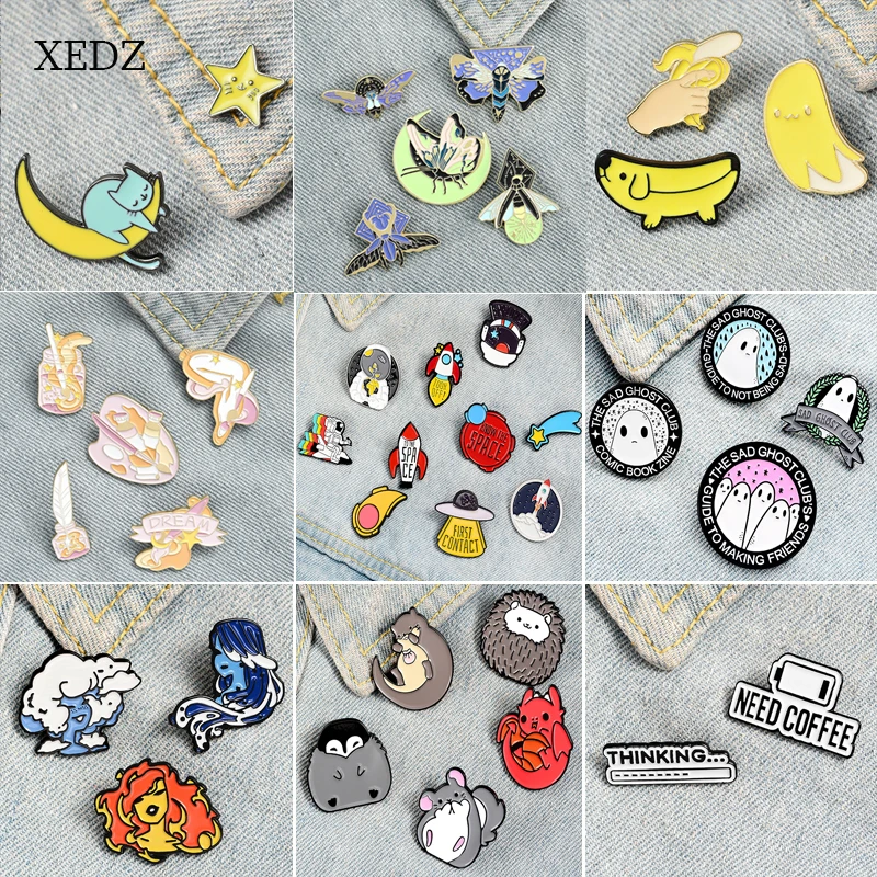 Брошь в виде животного XEDZ накидка ежика Волшебная кошка скелет голова человека