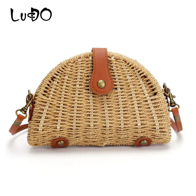 

Соломенная Сумочка в Корейском стиле, модная плетеная Сумка через плечо в стиле Харадзюку, миниатюрный мессенджер на плечо для женщин