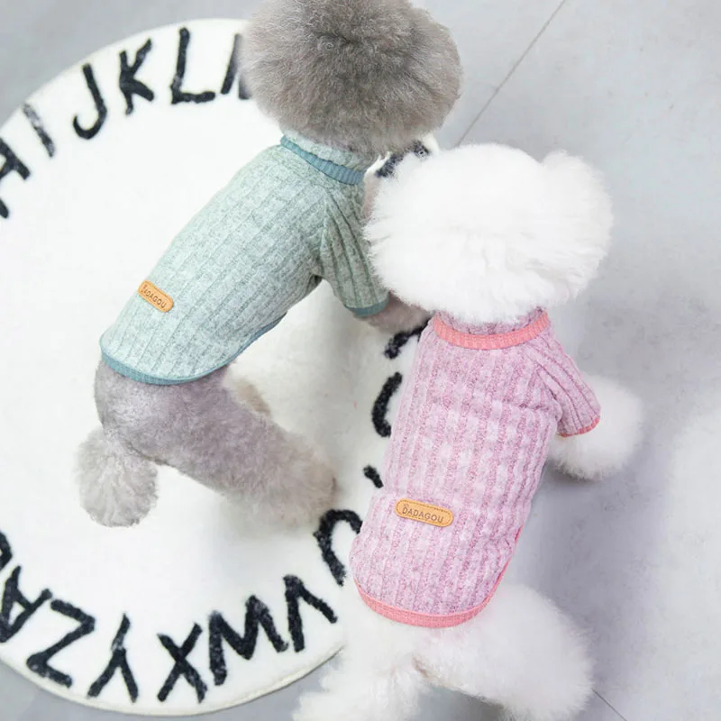 

Turtleneck Dog Clothes Autumn Winter Dog Knitted Sweater Coat For Small Dogs Bichon Puppy Cat Hoodies Sweatshirt Jumper Sweaters