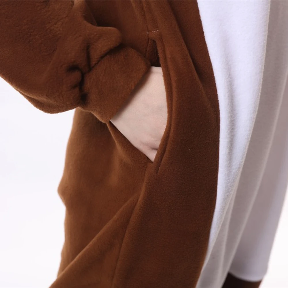 

Oneise Women's Hooded Cattoon Squirrel Kigurumi Pockets Ladies Pajama Loose Winter Warm Fleece Jumpsuit Cosplay Pijama Female