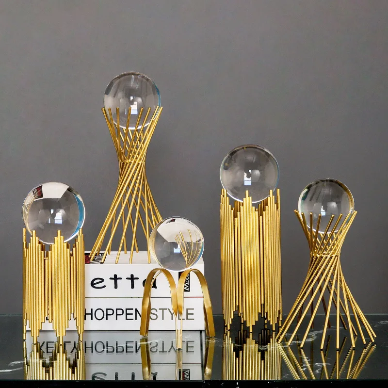 

Nordic Light Luxury Metal Crystal Ball Decoration Modern Home Living Room TV Cabinet Wine Cabinet Desktop Decoration Ball