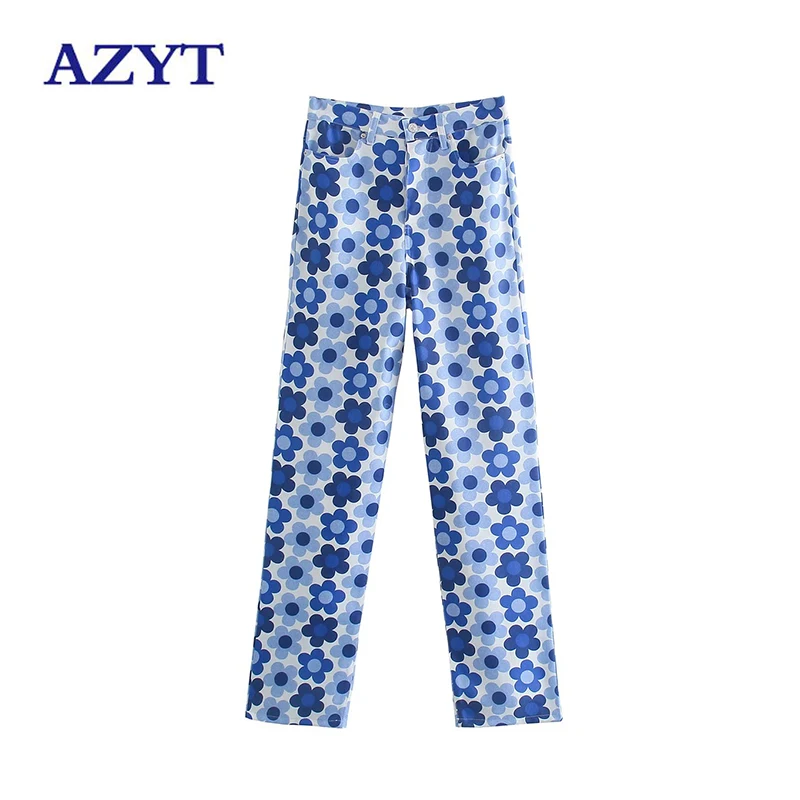 

Женские джинсы с завышенной талией AZYT, осенние свободные брюки из денима на пуговицах, Повседневная Уличная одежда, женские прямые брюки, но...