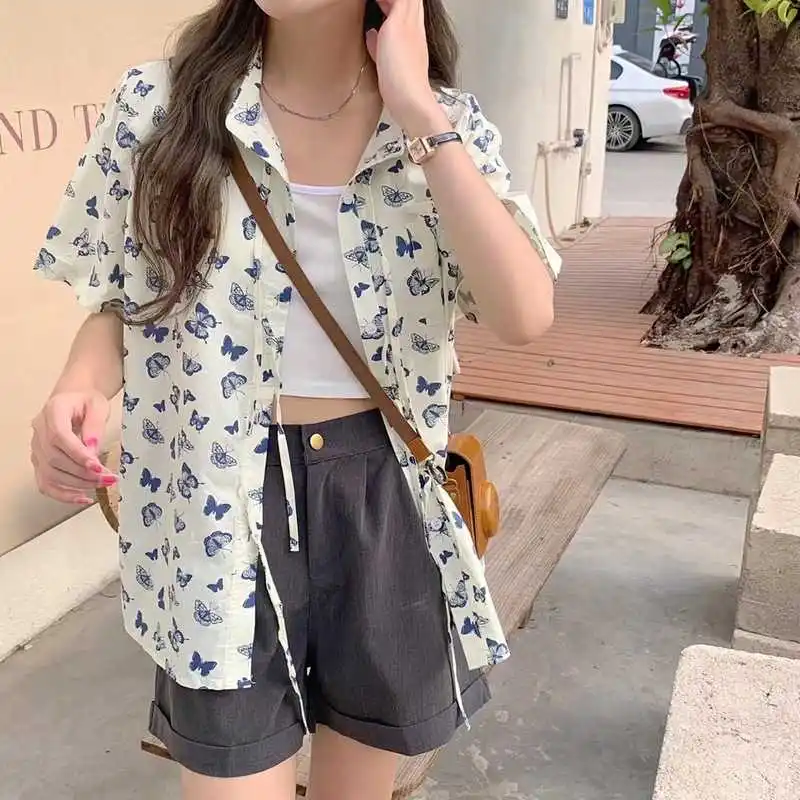 

Real Shot Korean Girl Design Printed Lace-up Short