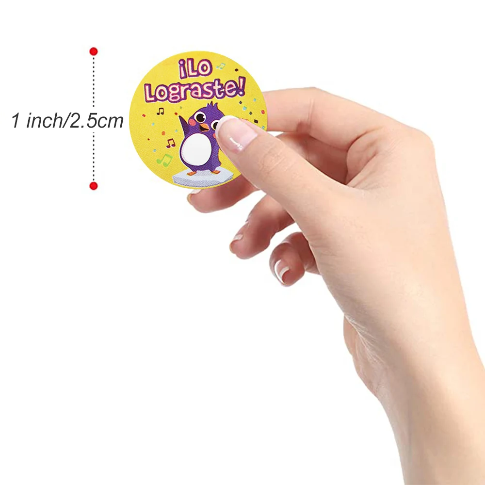 Rollo de pegatinas de animales para ni&ntilde;os, 1 pulgada, bonitas etiquetas de sello con palabras en espa&ntilde;ol para adolescentes, juguetes de regalo, pegatinas de dibujos animados, 500 Uds.-1