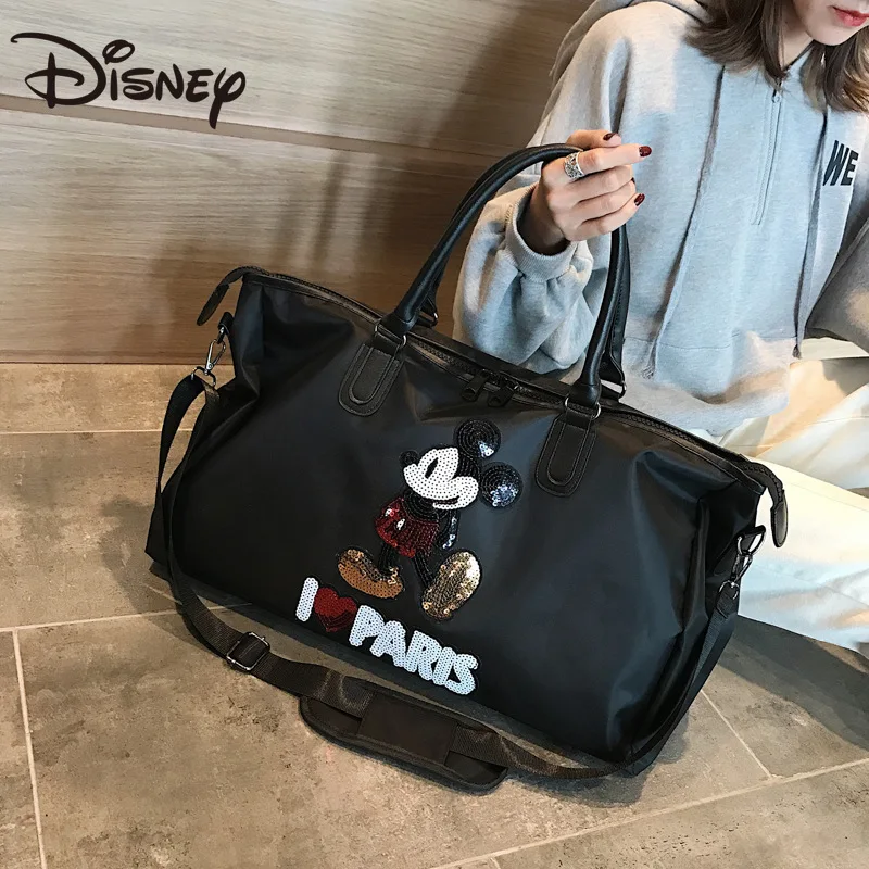 

Disney Fashion Travel Bag Fitness Bag Waterproof Sequined MickeyShoulder BagMouse Gym Bag Portable Large Capacity