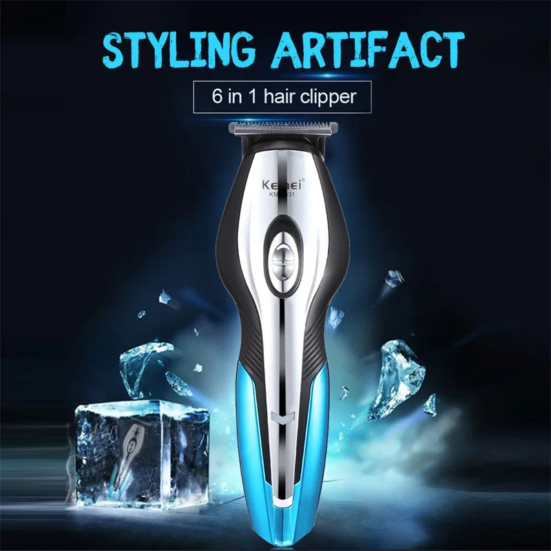Машинка для стрижки волос Kemei мужской Аккумуляторный триммер с USB 6 в 1