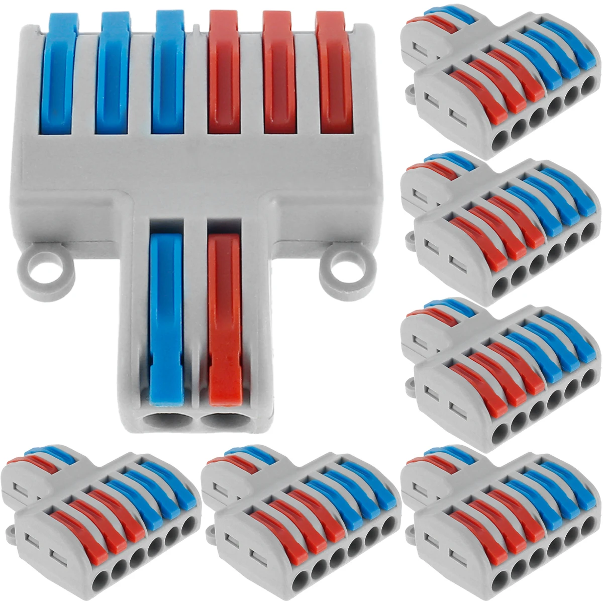 

7Pcs Lever Wire Nut Connectors 2In 6Out Wiring Cable Connector Quick Compact Splicing Connector Push-in Conductor Terminal Block