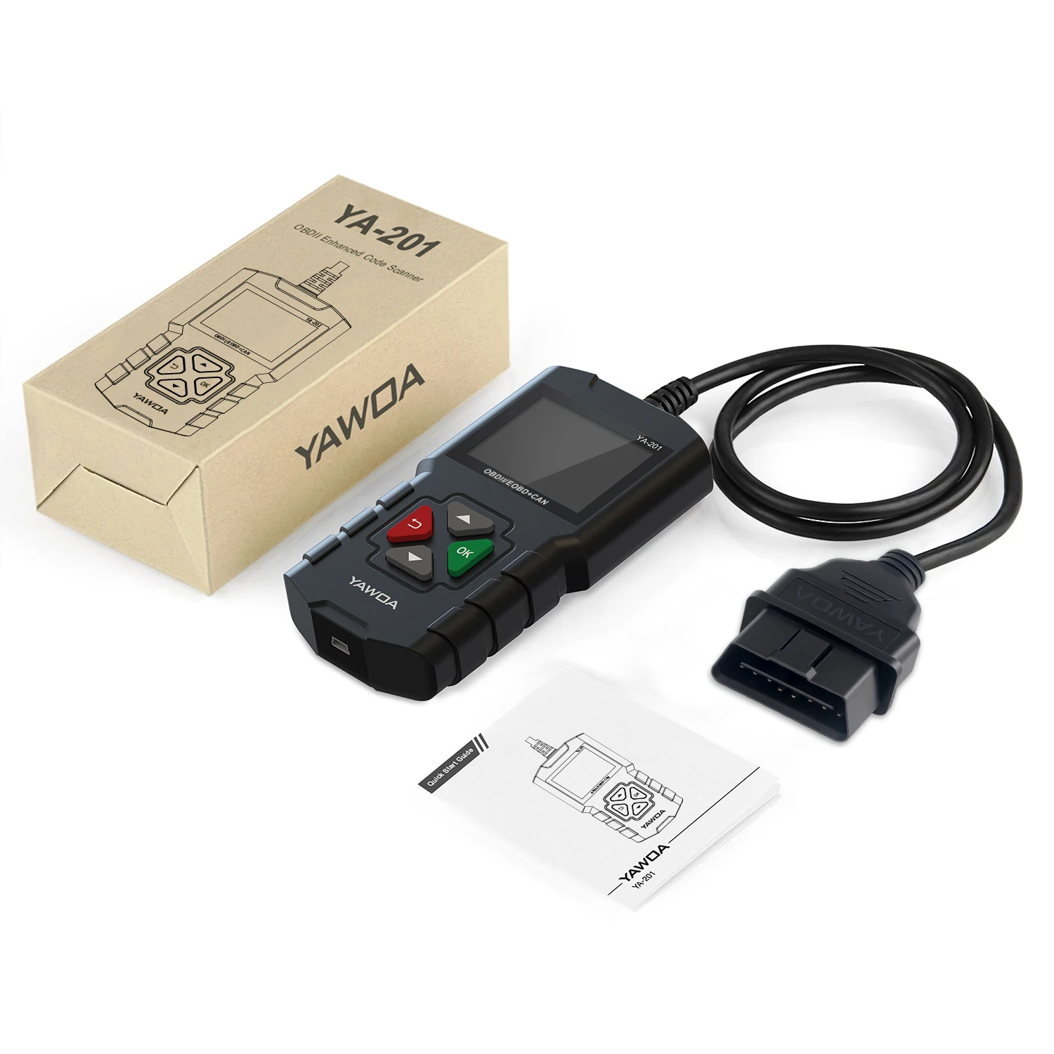 

YA201 OBD2 Engine Scanner YA-201 DC 12V Code Reader Upgrade Via USB OBD II Car Diagnostic Tool Battery Testing PK KW680 CR319