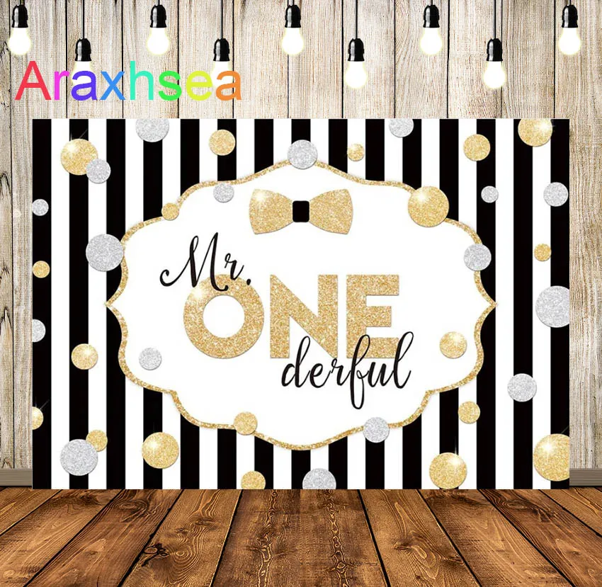 

Mr Onederful Backdrop Our Little Man 1st First Birthday Party Banner Decoration Supplies Boys Baby Shower Bow Tie Background
