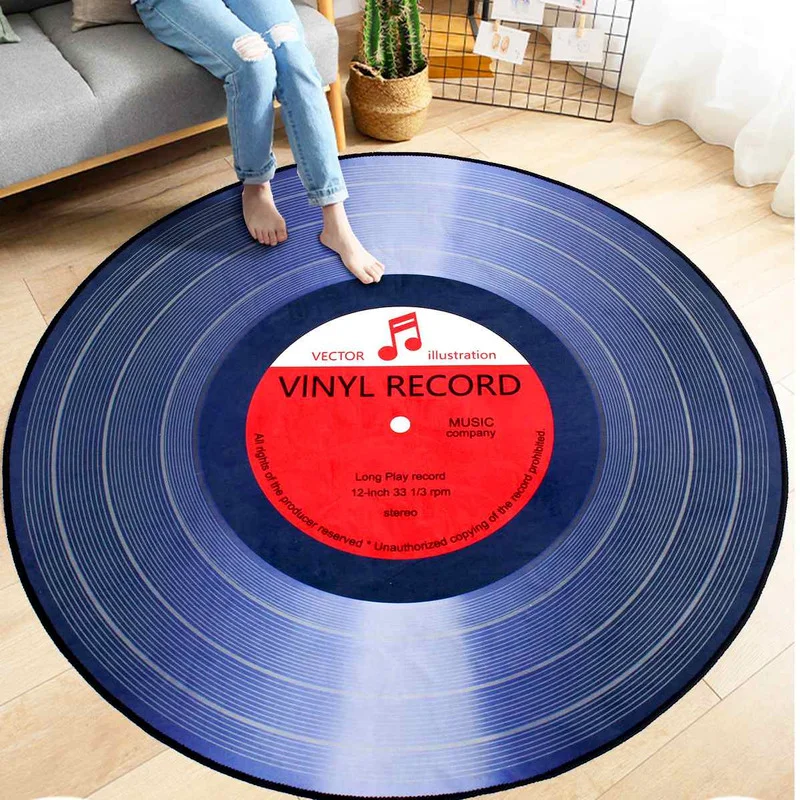 

3D Vinyl Record Round Carpet Floor Mat Bedroom Living Room Non-slip Home Decor Rugs and Carpets for Home Living Room Tapis Salon