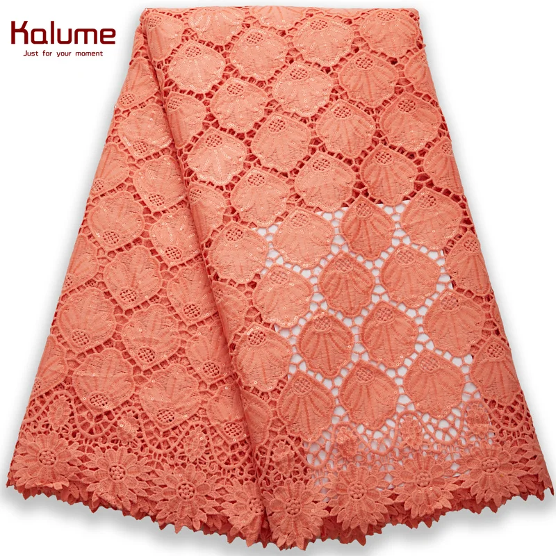 

Kalume Тюль гипюр кружевная ткань высокого качества Африканский французский гипюр Тюль кружевная ткань для «сделай сам» платье для шитья Рожд...