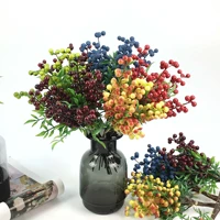 6 pcsbunch red christmas fruit foam berry artificial flower bouquet plants room foam flower gifts home wedding party decoration