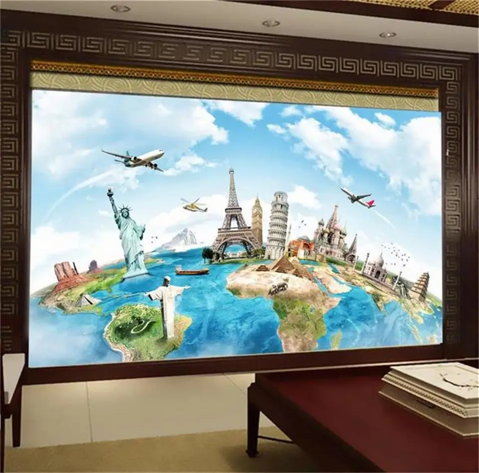 

3d wallpaper photo wallpaper custom living room mural 3d wall mural world map tourism city 3d picture wallpaper for walls 3d